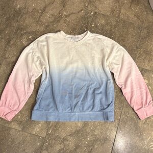 P.J. Salvage Cream Pink Blue dip dye crew neck sweatshirt, L